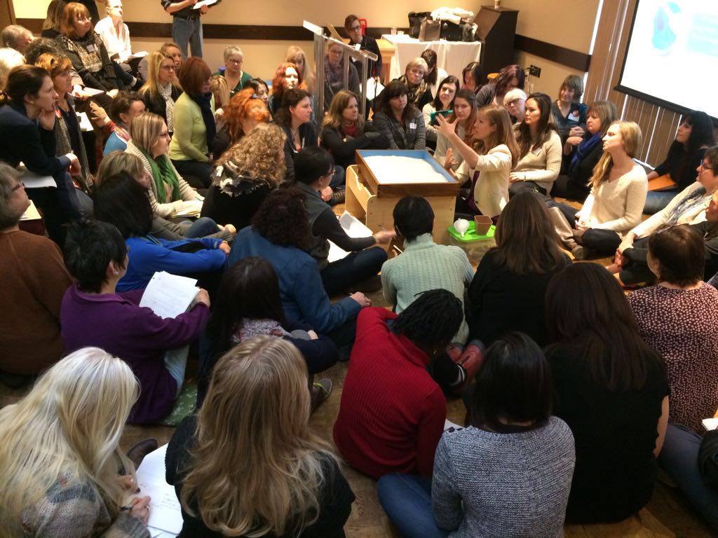 lisa teaching on floor